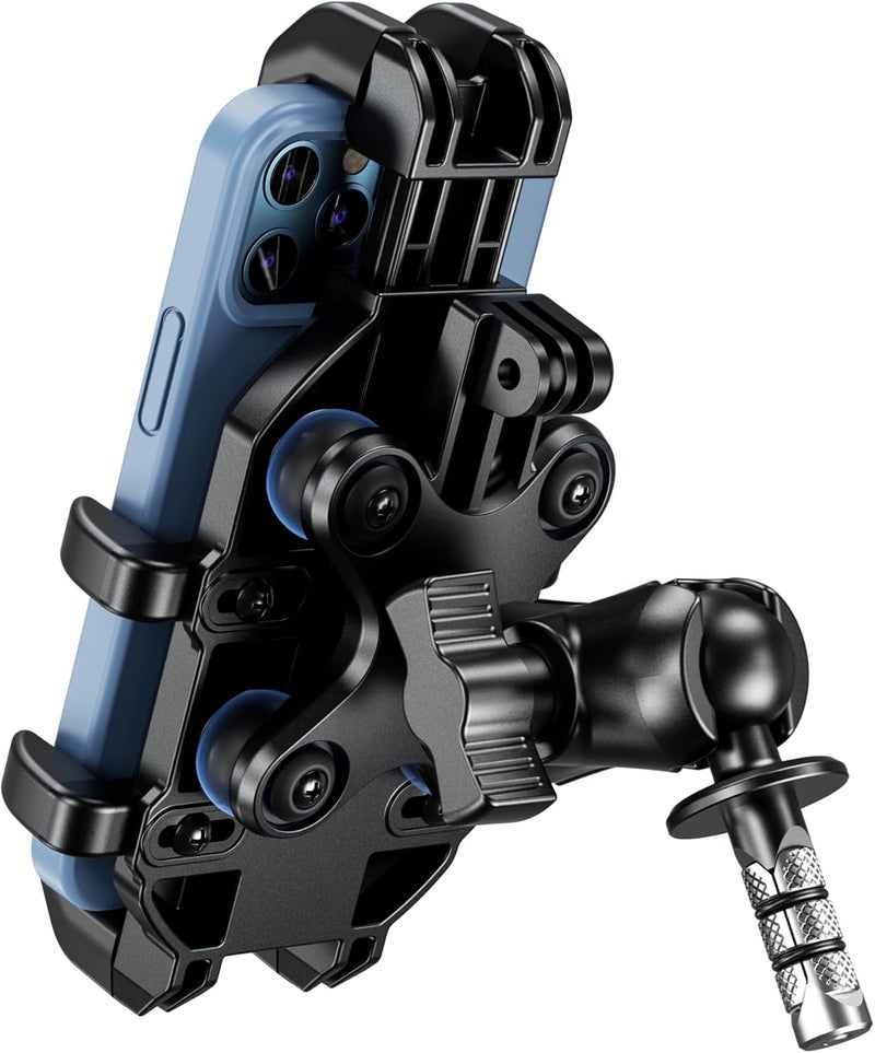 BRCOVAN Motorcycle Fork Stem Phone Mount Holder with Vibration Dampener, Heavy Duty Cellphone Cradle Fit Stem Tubes 12mm-25.4mm in Diameter, Adjustable for 5.4-6.9'' Smartphone - Image 1